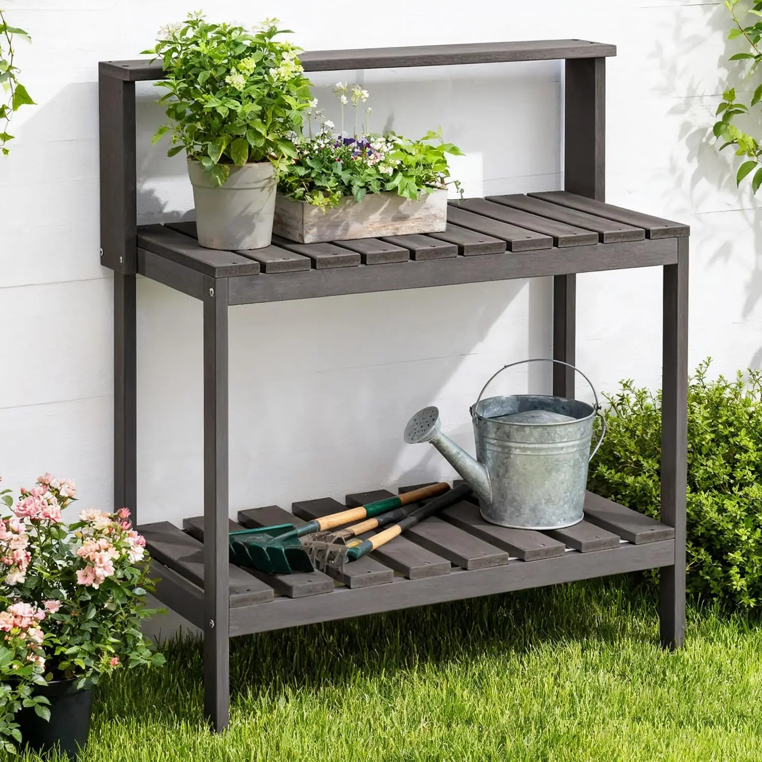 Leatherwork Bench - Banc de jardinage d'extérieur, table de