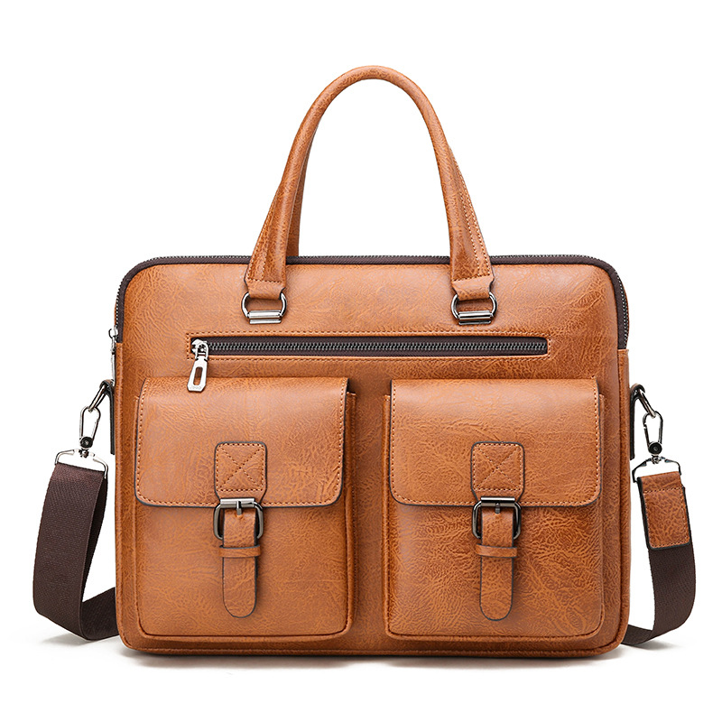Leather Work Handbag - Marque de luxe homme mallette d'affaires