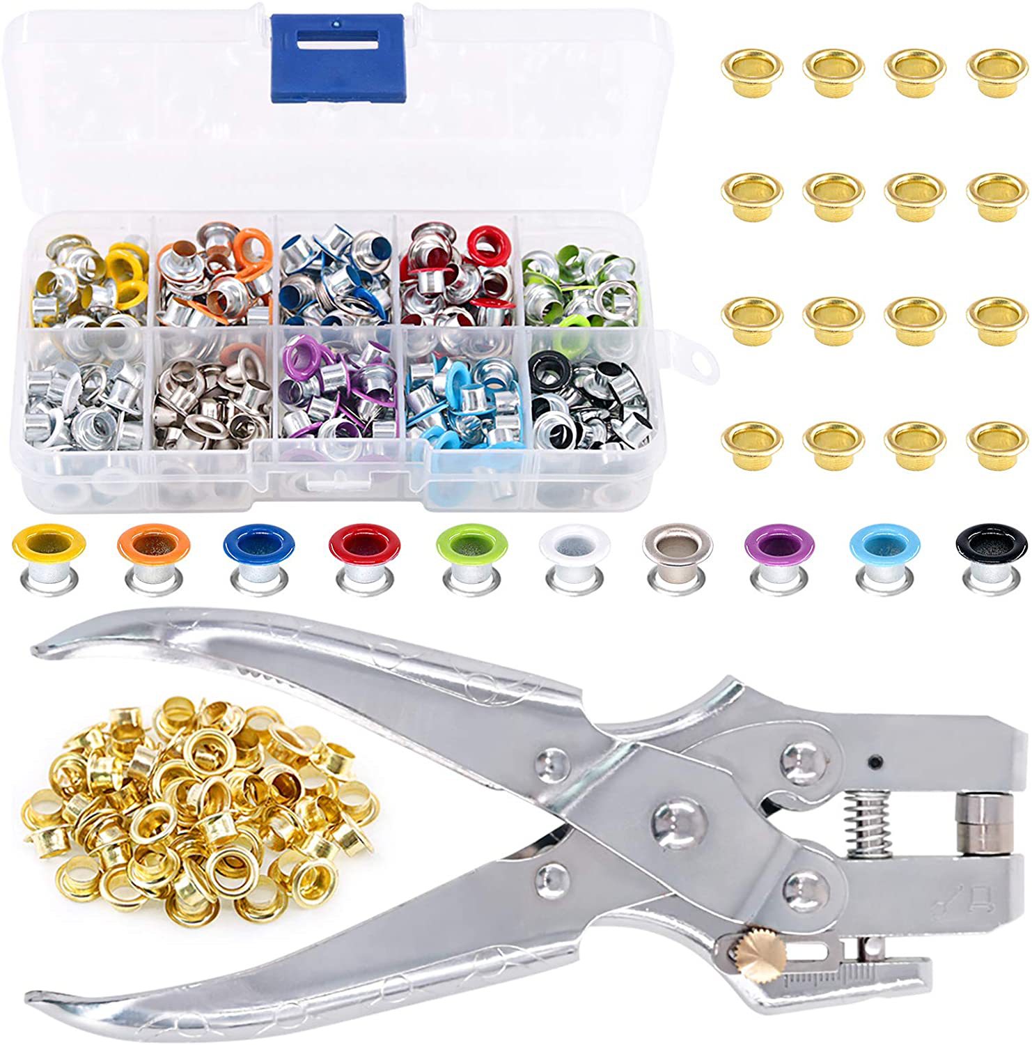 Leatherwork Eyelets - Kit d'œillets métalliques multicolores de 5mm,