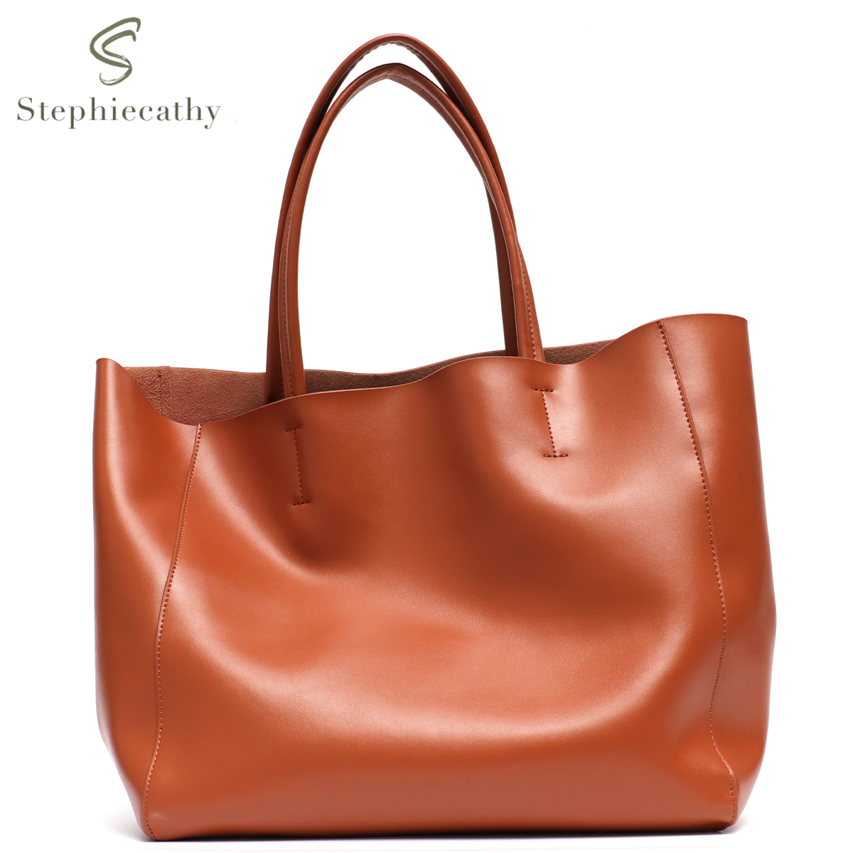 Leather Work Handbag - Grand sac fourre-tout minimaliste pour femmes,