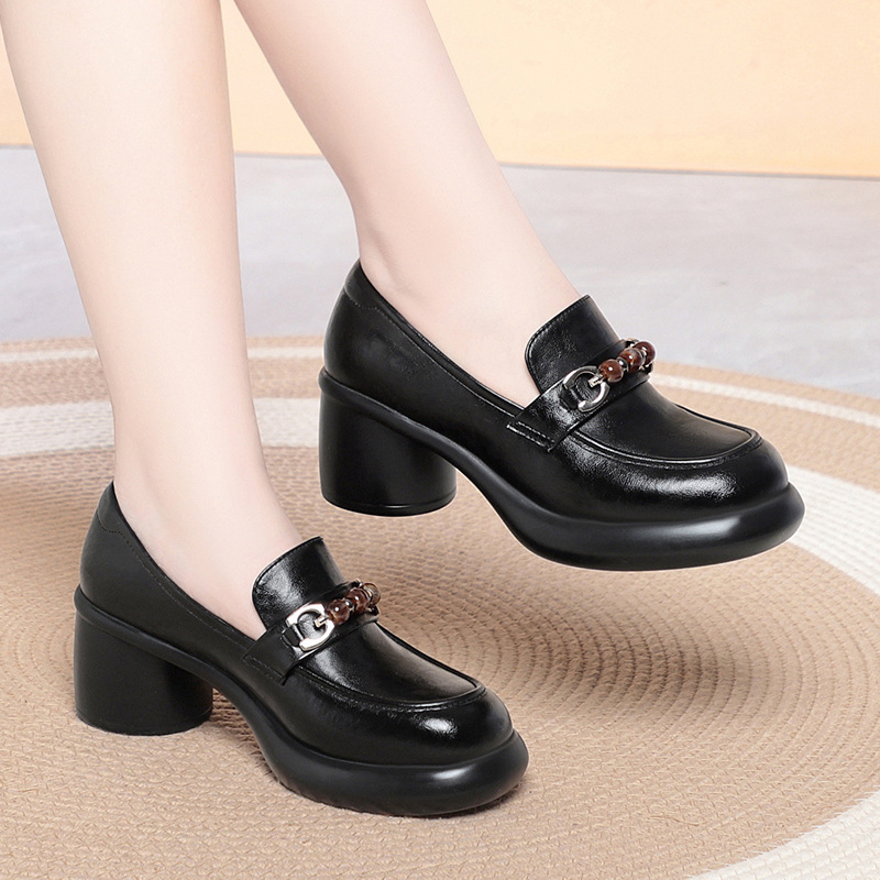 Mocassins à talon épais pour f - Leather Work Flats Women avis et prix