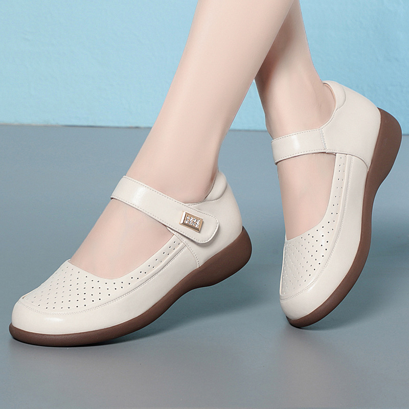 Chaussures plates en cuir véri - Leather Work Flats Women avis et prix