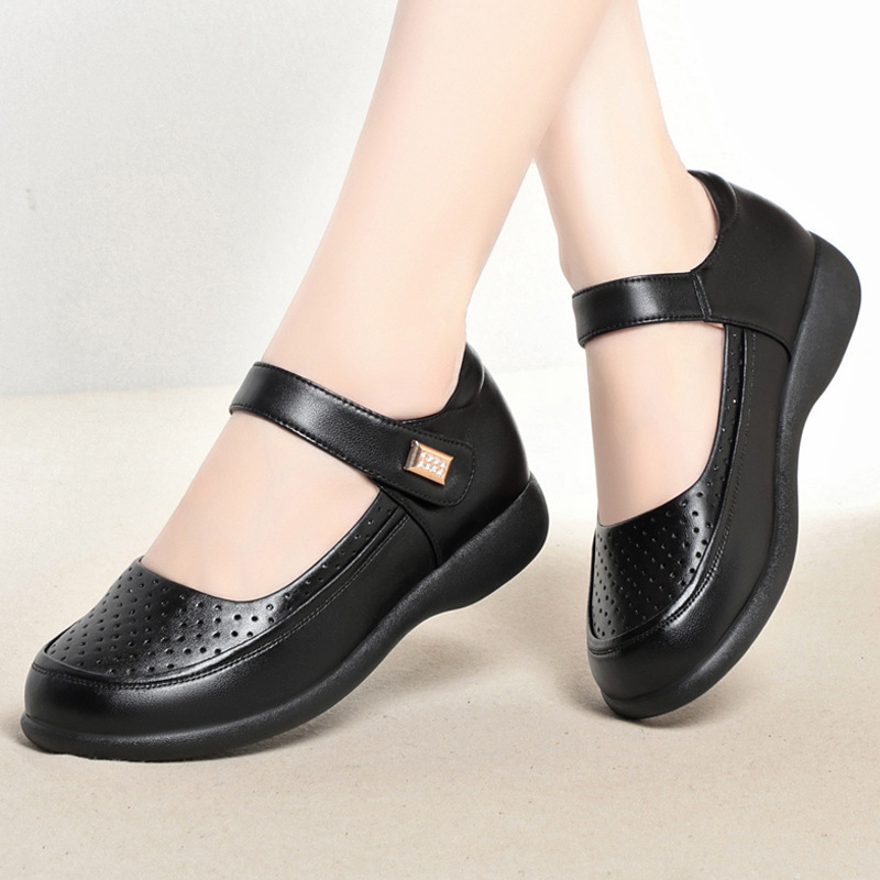 Chaussures plates en cuir véri - Leather Work Flats Women avis et prix