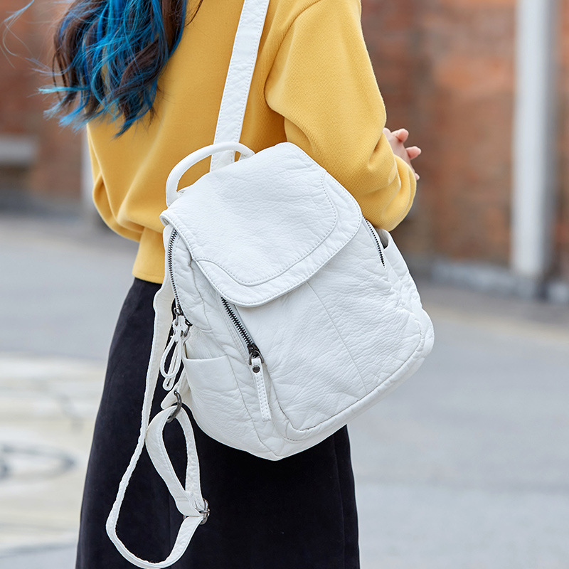 Sac à dos en cuir lavé blanc p - Leather Work Backpack avis et prix