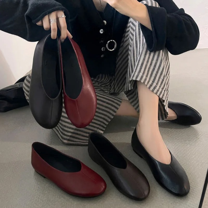Nouvelles Chaussures Plates Bo - Leather Work Flats Women avis et prix